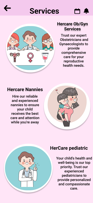 Hercare mobile app design